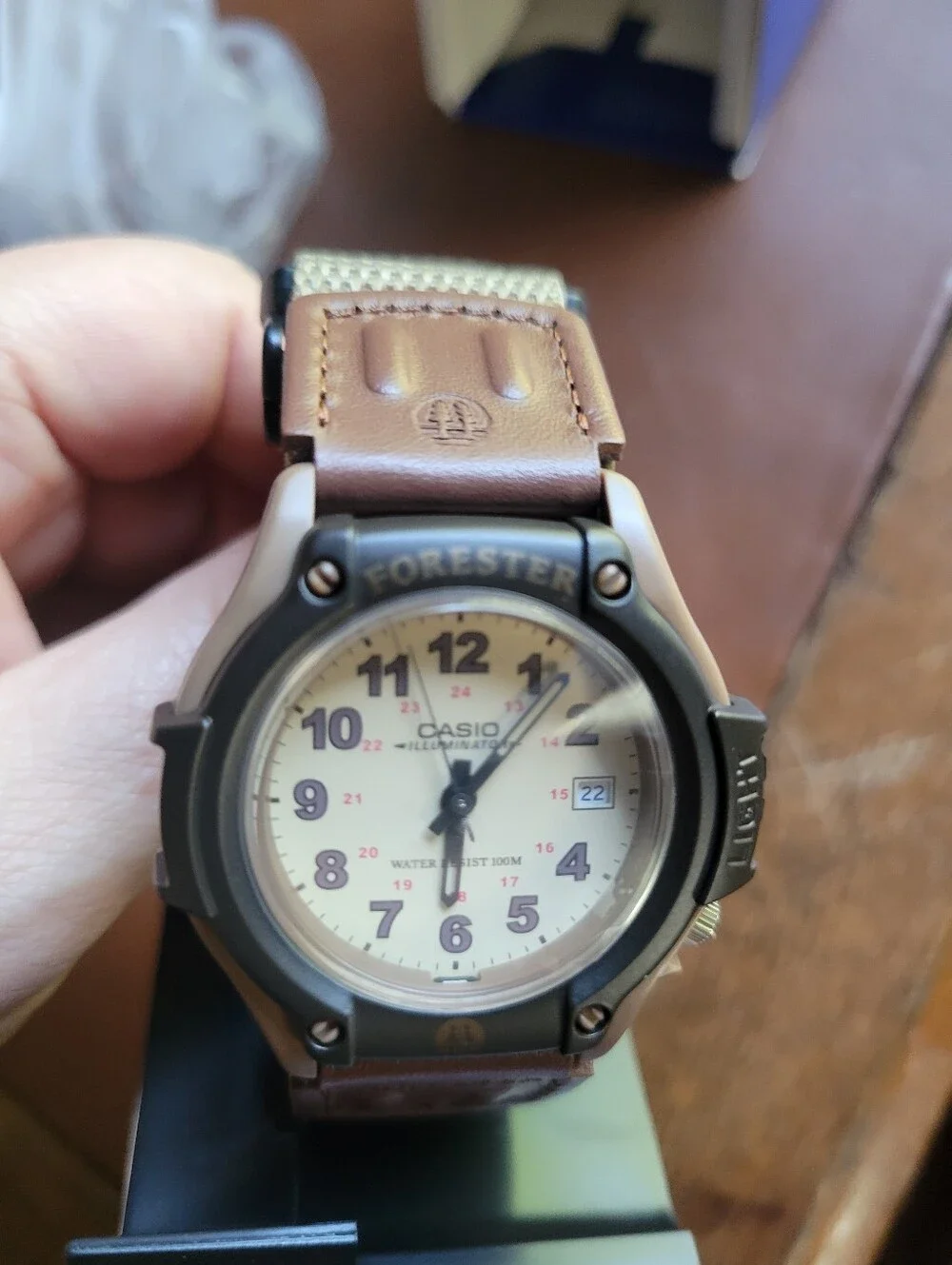 Casio FT500WC-5BVCF Brown FORESTER Watch Analog Nylon Leather Band Brown 100M WR